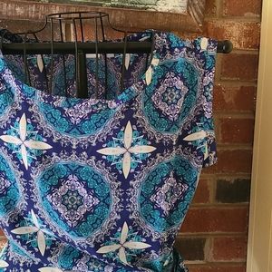 Silk muti-color cap sleeve dress top